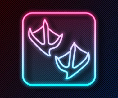 Parlayan neon çizgisi Martı patisi ayak izi simgesi siyah arkaplanda izole edildi. Vektör.