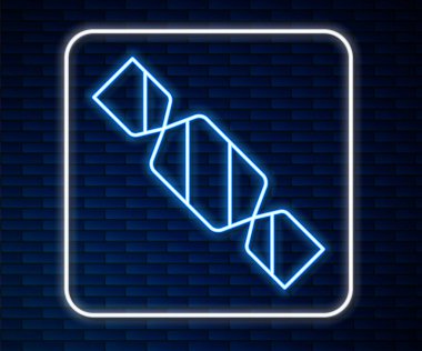 Parlayan neon hattı Candy simgesi tuğla duvar arkasında izole edildi. Vektör.