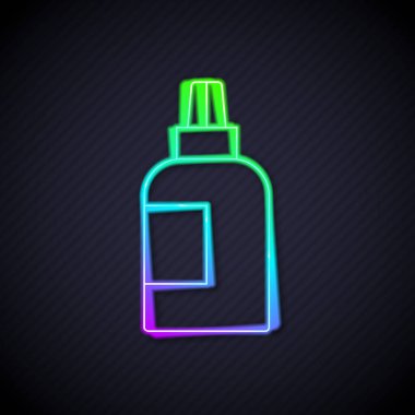Parlak neon çizgisi boyası, guaj, kavanoz, siyah arkaplanda izole edilmiş boya simgesi. Vektör.