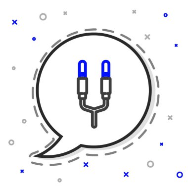 Satır Ses Jack simgesi beyaz arkaplanda izole edildi. Bağlantı ses ekipmanları için ses kablosu. Fiş kablosu. Müzik aleti. Renkli taslak konsepti. Vektör İllüstrasyonu.