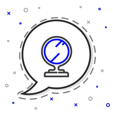 Çizgi yuvarlak makyaj aynası simgesi beyaz arkaplanda izole edildi. Renkli taslak konsepti. Vektör İllüstrasyonu.