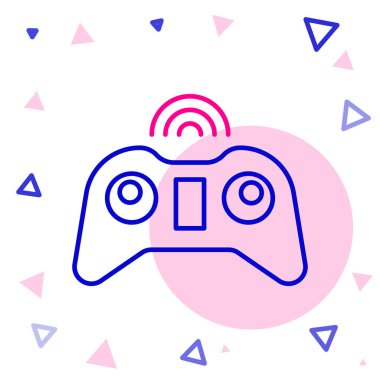 Kablosuz oyun alanı simgesi beyaz arkaplanda izole edildi. Oyun kontrolörü. Renkli taslak konsepti. Vektör İllüstrasyonu.