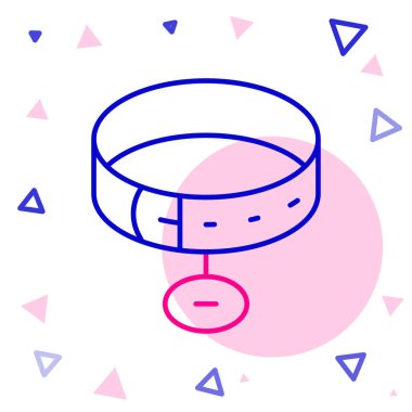 Beyaz arkaplanda isim etiketi simgesi olan satır yakası. Evcil hayvanlar için basit malzemeler. Kedi köpek bakımı. Evcil hayvan zincirleri. Renkli taslak konsepti. Vektör.