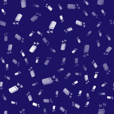 Okları olan beyaz titreşimler mavi arkaplanda izole edilmiş pürüzsüz desenler. Vektör.