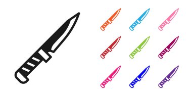 Beyaz arka planda siyah askeri bıçak ikonu var. Simgeleri renklendirin. Vektör.