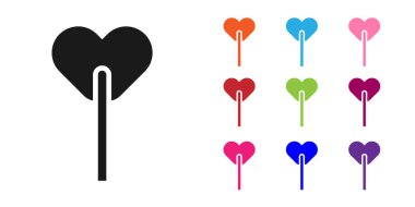 Siyah lolipop simgesi beyaz arkaplanda izole edilmiş. Yemek, lezzetli bir sembol. Simgeleri renklendirin. Vektör.