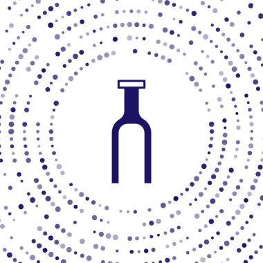 Beyaz arkaplanda mavi bisiklet süspansiyon çatalı simgesi izole edildi. Spor ulaşımı yedek parça direksiyon. Soyut çember rastgele noktalar. Vektör.