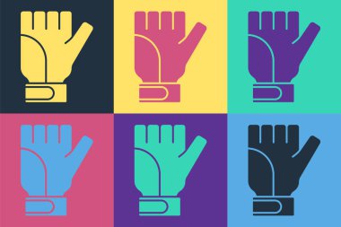 Pop Art Gloves simgesi renk arkaplanında izole edildi. Olağanüstü bir spor. Spor malzemeleri. Vektör.