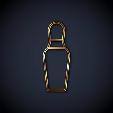 Siyah arkaplanda altın çizgili bovling lobut simgesi var. Vektör.