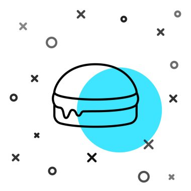 Siyah çizgi Burger simgesi beyaz arkaplanda izole edildi. Hamburger ikonu. Çizburger sandviç tabelası. Fast food menüsü. Rastgele dinamik şekiller. Vektör.