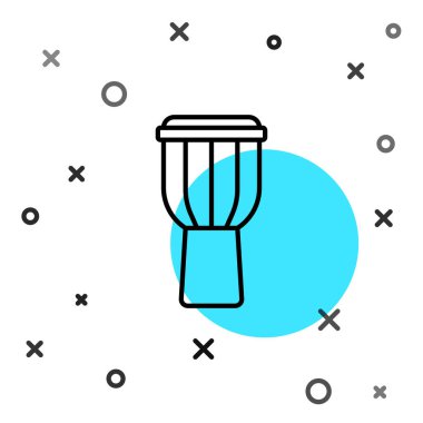 Siyah çizgi Drum simgesi beyaz arkaplanda izole edildi. Müzik işareti. Müzik aleti sembolü. Rastgele dinamik şekiller. Vektör.