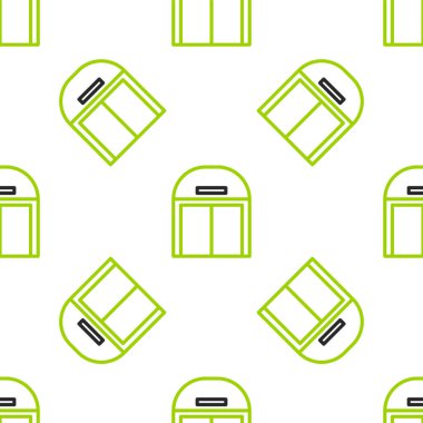 Line Aircraft hangar ikonu beyaz arka planda kusursuz desen izole etti. Vektör İllüstrasyonu.