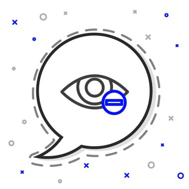 Beyaz arkaplanda kırmızı göz efekti simgesi izole edildi. Göz kızarıklığı. Göz iltihabı. Renkli taslak konsepti. Vektör İllüstrasyonu.