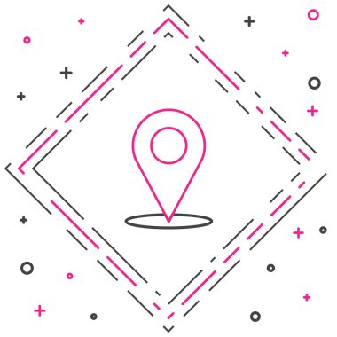 Çizgi Haritası simgesi beyaz arkaplanda izole edildi. Navigasyon, işaret, konum, harita, GPS, yön, yer, pusula, arama konsepti. Renkli taslak konsepti. Vektör İllüstrasyonu.