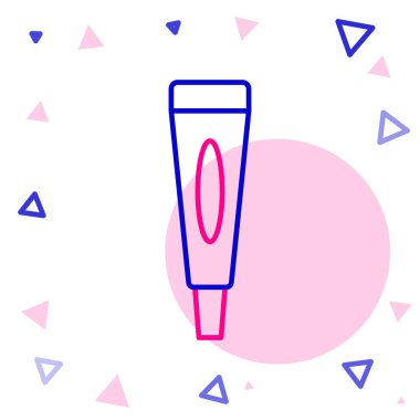 Beyaz arkaplanda çizgi kremi ya da losyon kozmetik tüp simgesi izole edilmiş. Erkekler için vücut bakım ürünleri. Renkli taslak konsepti. Vektör İllüstrasyonu.