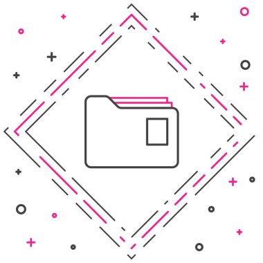 Beyaz arkaplanda izole edilmiş Satır Belgesi dosya simgesi. Muhasebe klasörü sembolü. Muhasebe yönetimi. Renkli taslak konsepti. Vektör İllüstrasyonu.