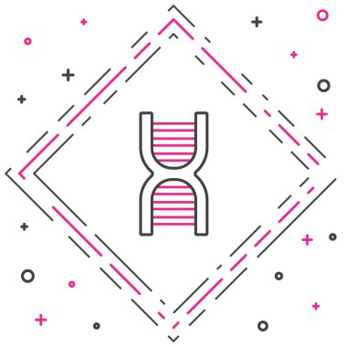 Beyaz arkaplanda izole edilmiş çizgi DNA sembolü. Renkli taslak konsepti. Vektör.