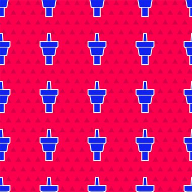 Mavi golf tee ikonu kırmızı arkaplanda izole edilmiş pürüzsüz desen. Vektör.