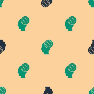 Yeşil ve siyah golf topu ikonu bej arka planda izole edilmiş pürüzsüz desen. Vektör.