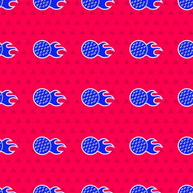 Mavi Golf topu ikonu kırmızı zeminde izole edilmiş pürüzsüz desen. Vektör.