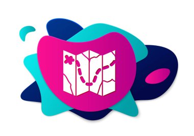 Beyaz arkaplanda renkli golf sahası ikonu izole edildi. Sıvı şekilli soyut pankart. Vektör.