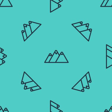 Siyah çizgi dağları simgesi yeşil zeminde izole edilmiş kusursuz desen. Zaferin ya da başarının sembolü. Vektör.