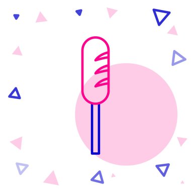 Kızarmış sosis simgesi beyaz arkaplanda izole edildi. Izgara sosis ve aroma işareti. Renkli taslak konsepti. Vektör İllüstrasyonu.