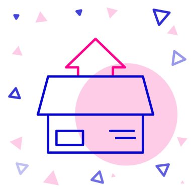 Çizgi karton kutu simgesi beyaz arkaplanda izole edildi. Kutu, paket, paket işareti. Teslimat ve ambalaj. Renkli taslak konsepti. Vektör İllüstrasyonu.