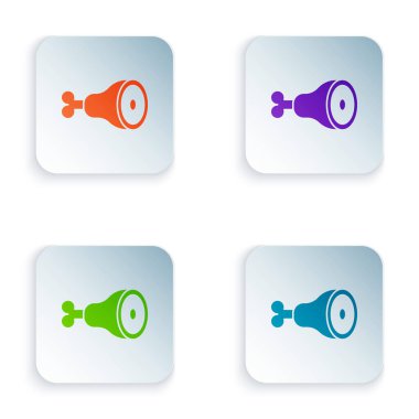 Yeşil ve siyah tavuk bacak ikonu bej arka planda izole edilmiş pürüzsüz desen. Tavuk budu. Vektör.