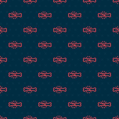 Kırmızı çizgi, acı ikonu siyah arkaplanda izole edilmiş kusursuz desen. Ortopedik sağlık. Eklem ve kemik hastalıkları, eklem iltihabı. Vektör.