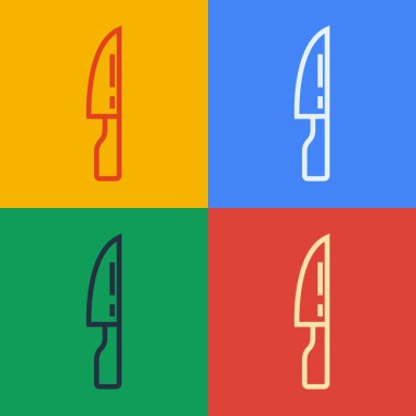 Pop Art Line Barbekü Bıçağı ikonu renk arkaplanında izole edildi. Mutfak bıçağı ikonu. Barbekü bıçağı işareti. Barbekü ve ızgara aleti. Vektör.