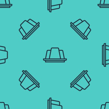 Siyah çizgi jöleli pasta ikonu yeşil arka planda izole edilmiş pürüzsüz desen. Jöleli puding. Vektör.