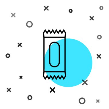 Siyah çizgi Candy simgesi beyaz arkaplanda izole edildi. Rastgele dinamik şekiller. Vektör.