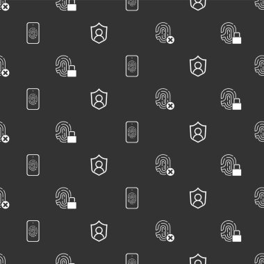 Reddetme parmak izini kilidi olan parmak izini, mobil taramayı ve kullanıcı korumasını kusursuz modele ayarla. Vektör.