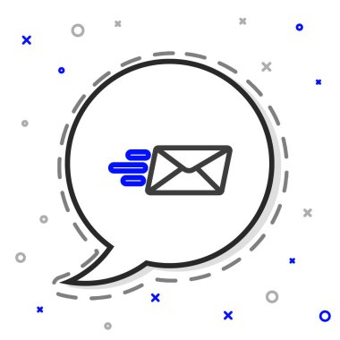 Beyaz arkaplanda çizgi ekspres zarf simgesi izole edildi. E- posta mektup sembolü. Renkli taslak konsepti. Vektör İllüstrasyonu.