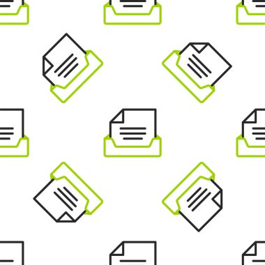 Belge simgesine sahip Çizgi Çekmecesi beyaz arkaplanda izole edilmiş kusursuz desen. Arşiv çekmecesi. Dosya dolabı çekmecesi. Ofis mobilyası. Vektör İllüstrasyonu.