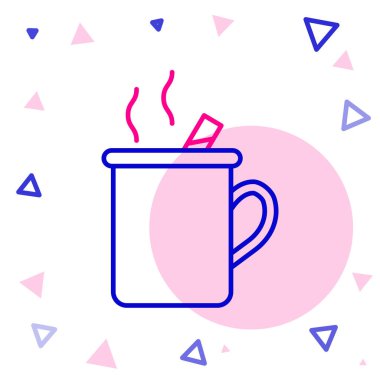 Beyaz arka planda izole edilmiş bir bardak içki ve malzeme ikonu ile servis edilmiş şarap. Tarçın çubuğu, karanfil, limon dilimi. Renkli taslak konsepti. Vektör İllüstrasyonu.