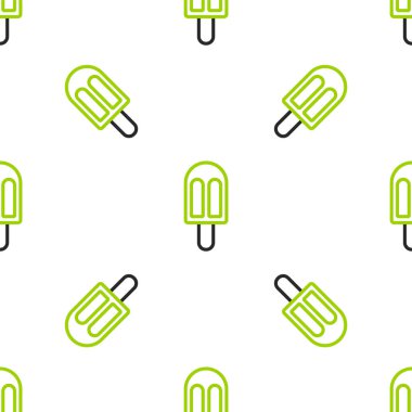 Çizgi dondurma ikonu beyaz arka planda izole edilmiş kusursuz desen. Güzel sembol. Vektör İllüstrasyonu.