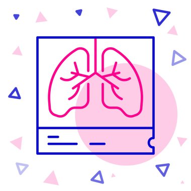 Ciğerlerin x-ışını tanılama simgesi beyaz arkaplanda izole edildi. Ciğerlerin ekran görüntüsü. Renkli taslak konsepti. Vektör.