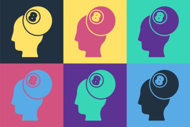 Pop art bilardo bilardo topu 8 numaralı ikon renkli arka planda izole edilmiş. Vektör.