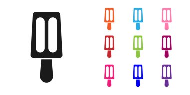 Siyah dondurma beyaz arka planda izole edilmiş bir çubuk ikonu. Güzel sembol. Simgeleri renklendirin. Vektör.