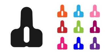 Beyaz arka planda siyah bisiklet koltuğu simgesi izole edildi. Bisiklet eyeri. Simgeleri renklendirin. Vektör.