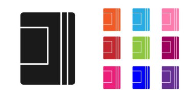 Siyah Not Defteri simgesi beyaz arkaplanda izole edildi. Spiral not defteri simgesi. Okul defteri. Yazı tahtası. Okul günlüğü. Simgeleri renklendirin. Vektör.