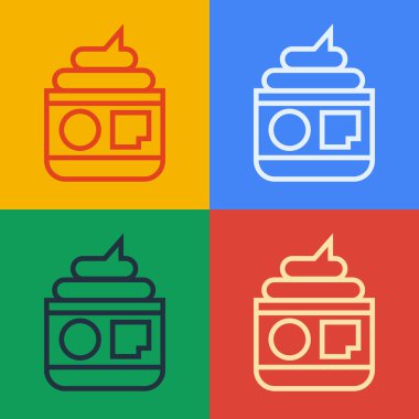 Popüler sanat çizgisi kremi ya da losyon kozmetik tüp ikonu renk arka planında izole edilmiş. Erkekler için vücut bakım ürünleri. Vektör İllüstrasyonu.