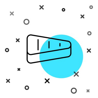 Beyaz arka planda siyah çizgi biftek ikonu var. Rastgele dinamik şekiller. Vektör.