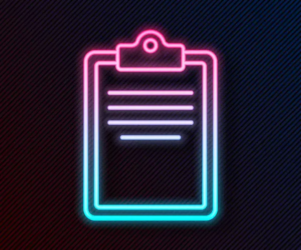 Siyah arkaplanda izole edilmiş kontrol listesi simgesiyle parlayan neon çizgi panosu. Kontrol listesi sembolü. Anket anketi ya da anket geri bildirim formu. Vektör.
