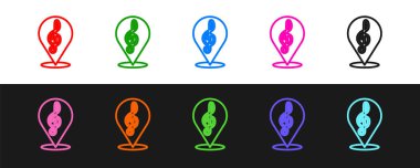 Çizgi Treble anahtar simgesi siyah ve beyaz arkaplanda izole edildi. Vektör.