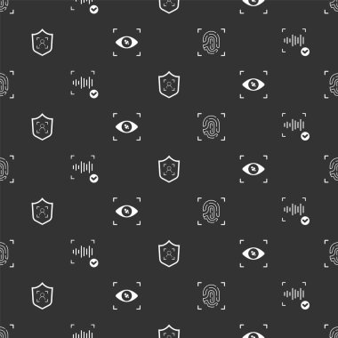 Parmak izi, ses tanıma, kalkan yüz ve göz taramasını kusursuz şekilde ayarla. Vektör.