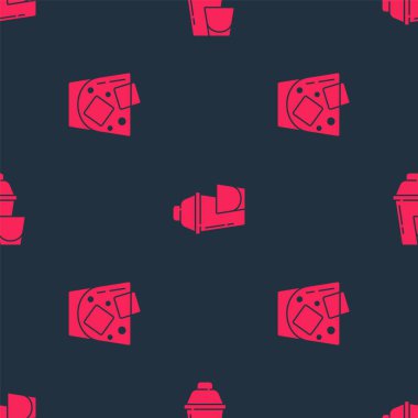 Bir bardak viski ve kokteyl karıştırıcısını kusursuz desene ayarlayın. Vektör.