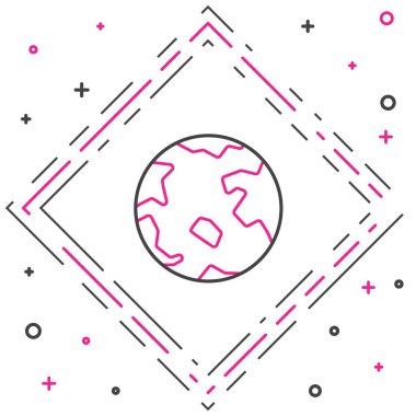 Çizgi Dünya Çizgisi simgesi beyaz arkaplanda izole edildi. Yerküreye iğnele. Renkli taslak konsepti. Vektör İllüstrasyonu.